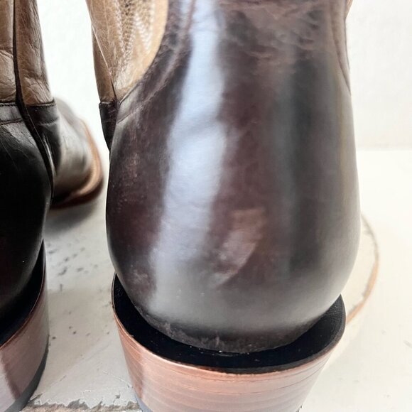 Rod Patrick Mens Cowboy Boots 12.5A Antique Mocha Bison Brown Western Blunt Toe - Picture 4 of 13